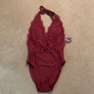 Women’s lace front one piece swimsuit